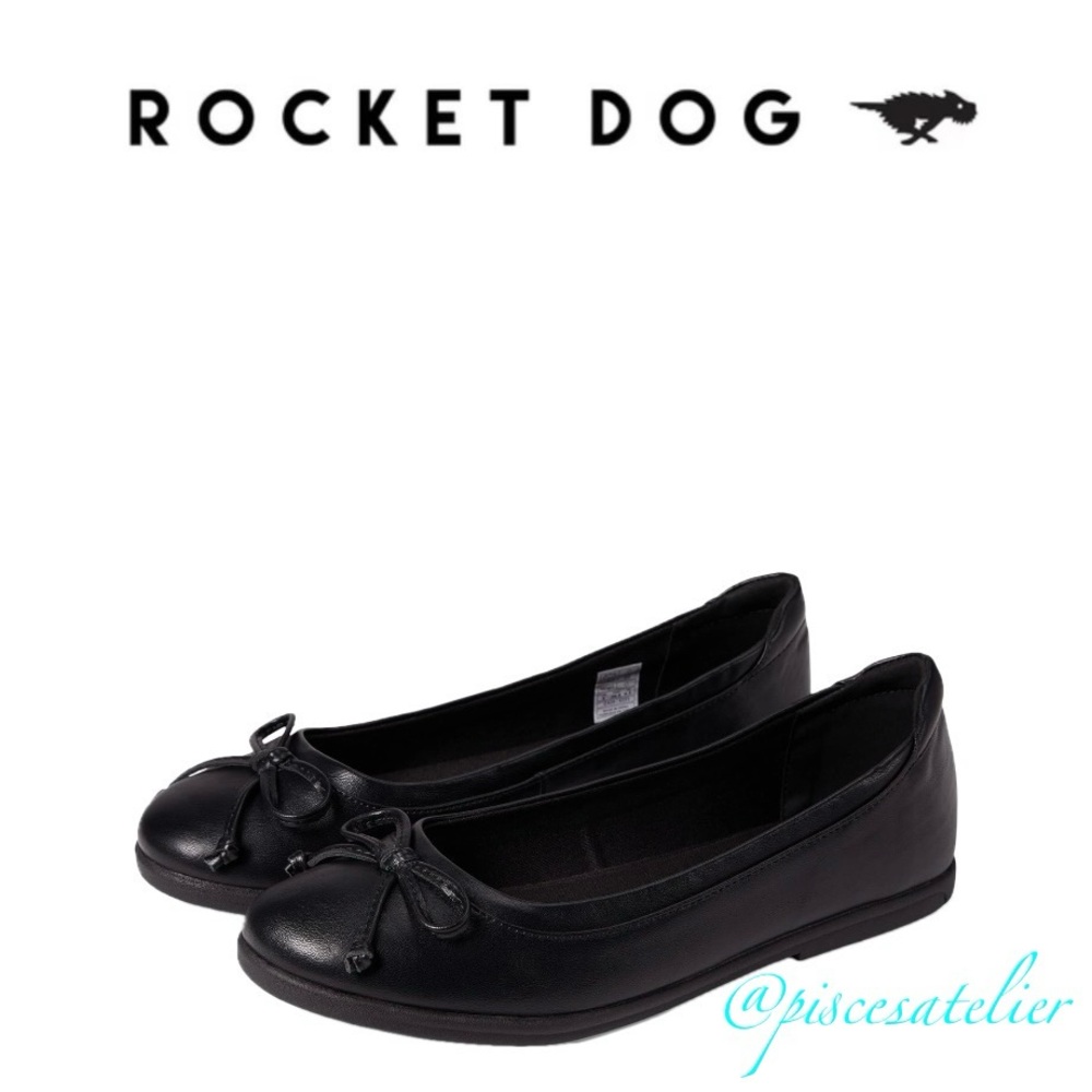 Rocket Dog Jamie Plush Foam Black Ballet Flats, Women’s Size 8 Wide